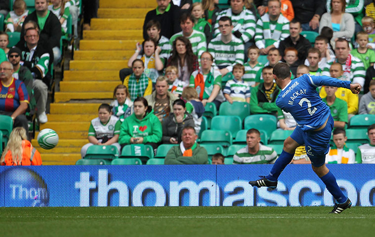 Celtic's season: nstone's David Mackay scores the winning goal against Celtic