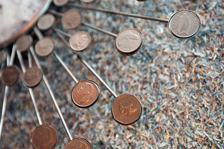 Billion Euro house: Billion Euro House art installation made from 1.4 billion shredded notes