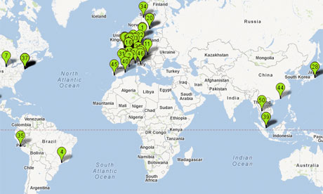 Crop of world's best restaurants map
