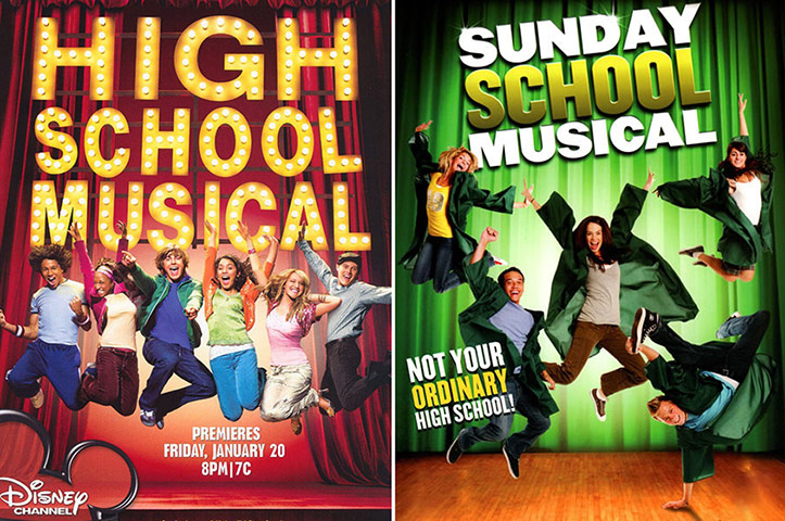 mockbuster posters: High School Musical vs Sunday School Musical