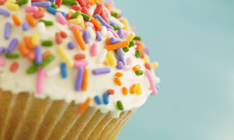 detail of sprinkles on cupcake 