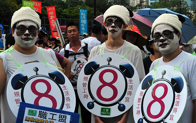 May Day 2012: Hong Kong: Activists attend a May Day protest