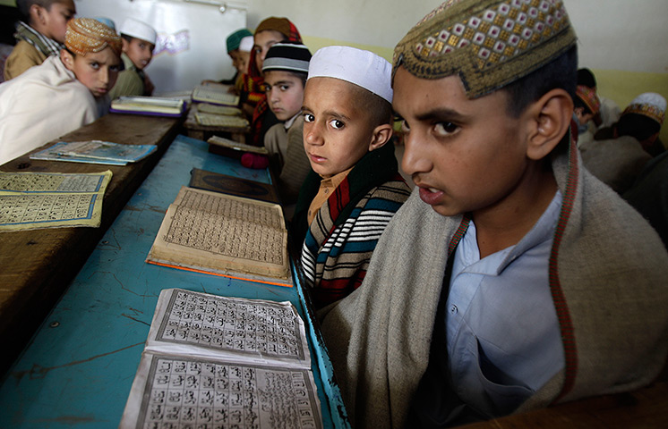 Abbottabad one year on: Boys attend a madrassa, or Islamic school