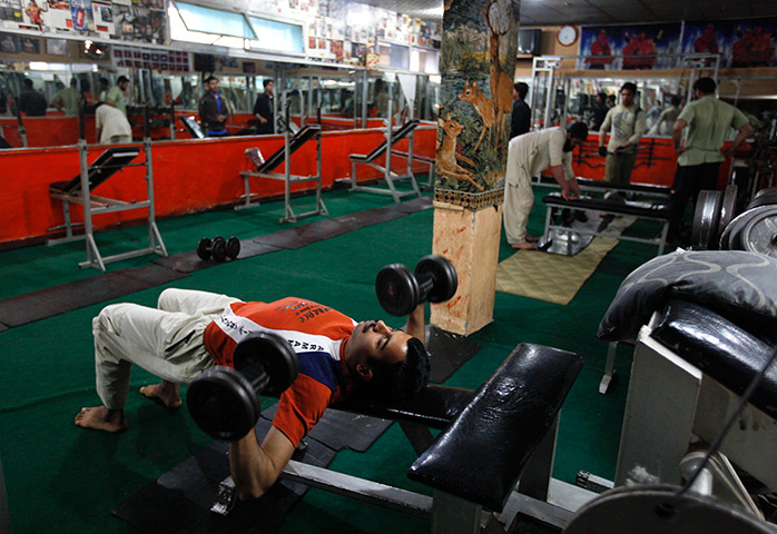 Abbottabad one year on: A man exercises in a gym in Abbottabad