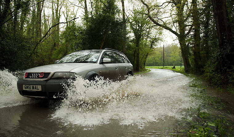 flooding in UK: Stratfield Turgis, near Reading 