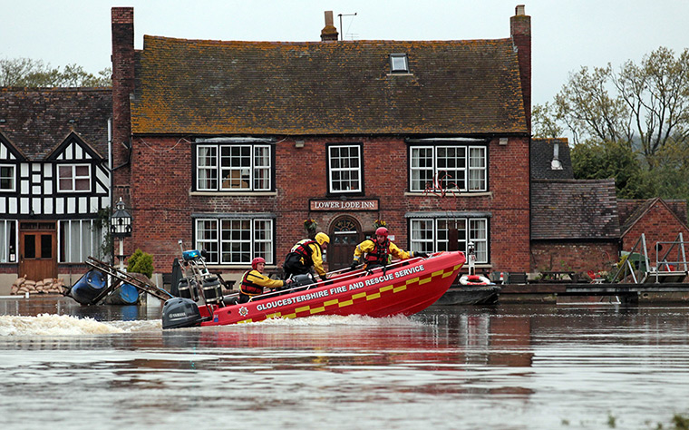 flooding in UK: A Gloucestershire Fire And Rescue Service boa