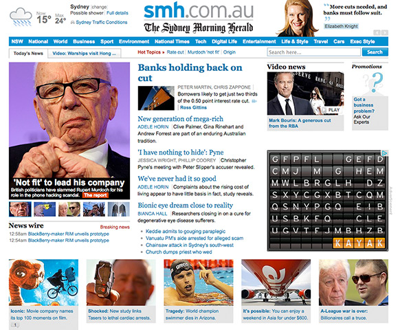 Rupert Murdoch unfit: Sydney Morning Herald- Rupert Murdoch not fit to run headline