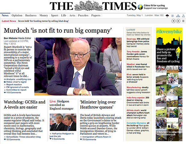Rupert Murdoch unfit: The Times Rupert Murdoch 'not fit to run major firm' 
