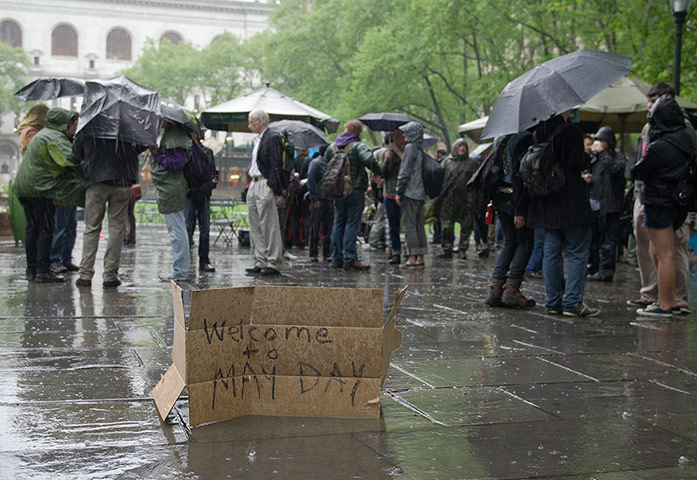 Occupy May Day: A rainy start in Bryant Park
