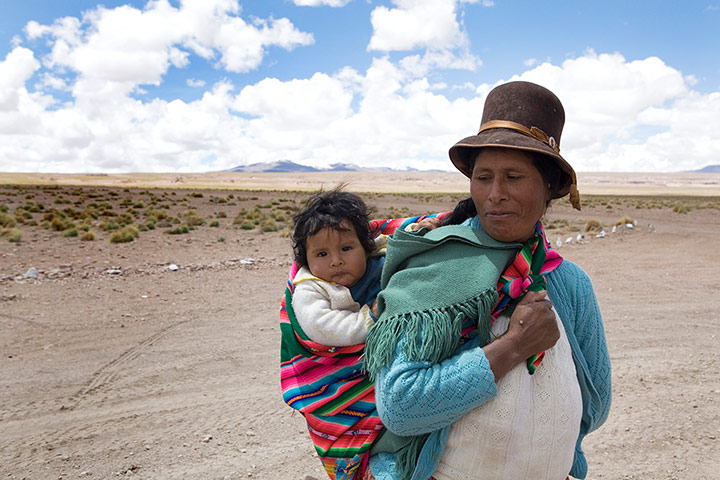 Bolivia travel: A Woman and child in the Eduardo National Park