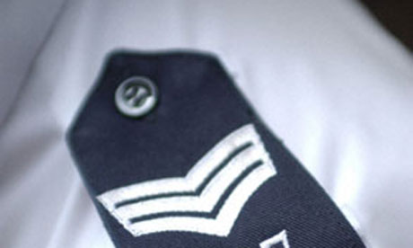Sergeant stripes on a police uniform