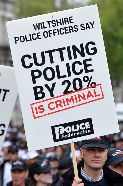 Public Sector strikes: Police officers march through central London