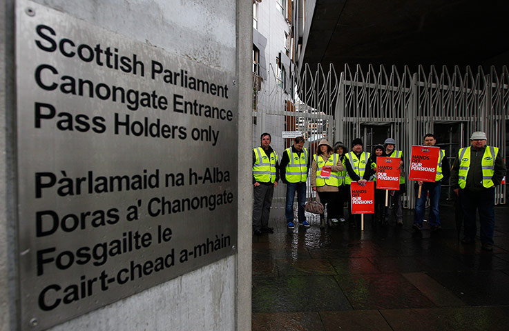 Public Sector strikes: PCS union members hold placards during a national day of strike action