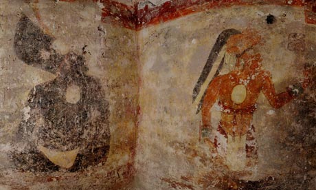 Figures painted on the walls of a Mayan house