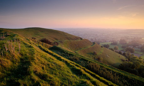 Hambledon Hill, Dorset, UK, in late afternoon sunlight. Image shot 1997. Exact date unknown.
