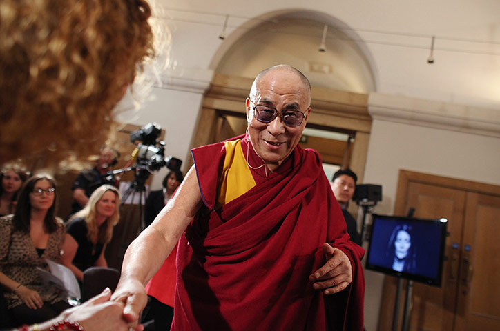 Dalai Lama visits UK: The Dalai Lama greets the press on his visit to the UK