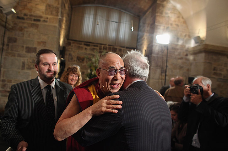 Dalai Lama visits UK: The Dalai Lama is welcomed by Richard Moore