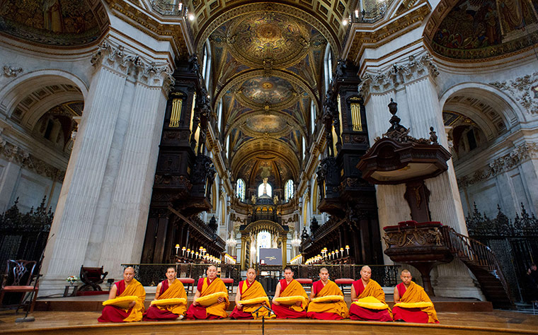 Dalai Lama visits UK: Monks chant ahead of the arrival of The Dalai Lama at St Paul's Cathedral