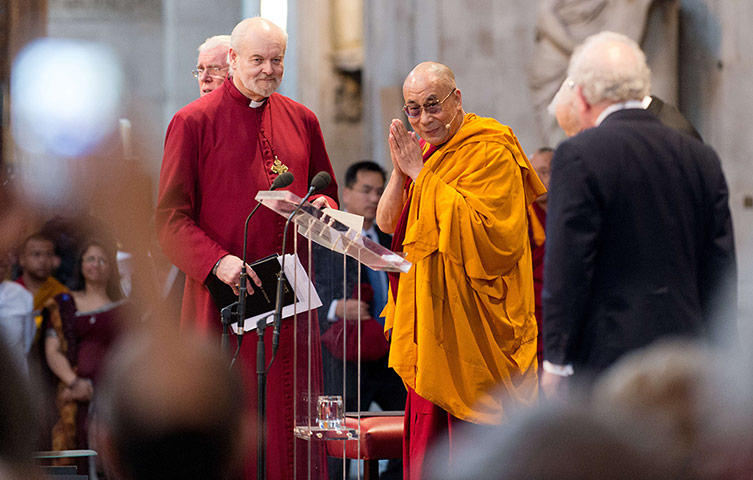 Dalai Lama visits UK: The Dalai Lama at the ceremony in St Paul's Cathedral