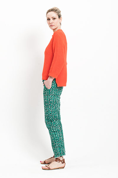 All Ages: All Ages, Barbara wear green patterned trousers and an orange jumper
