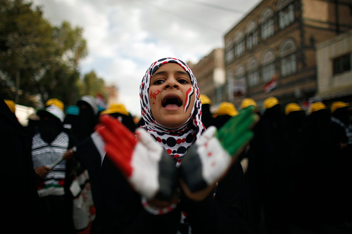 Picture desk live: A girl protests agains former president Saleh in Sanaa, Yemen
