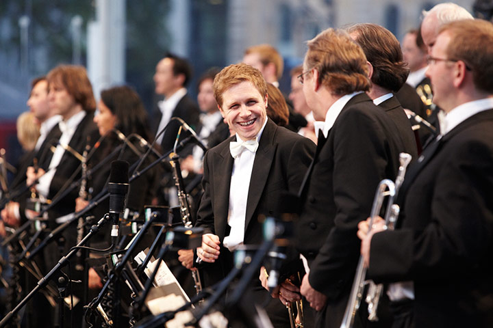 Trafalgar Sqaure: The trumpet section have had a good time