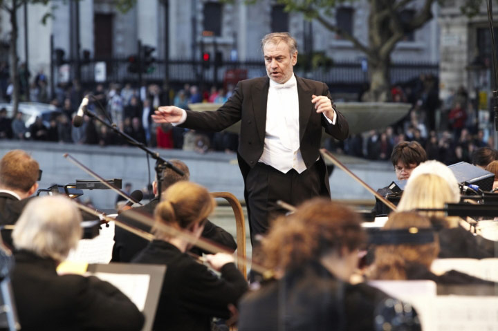Trafalgar Sqaure: Valery Gergiev mid-flight