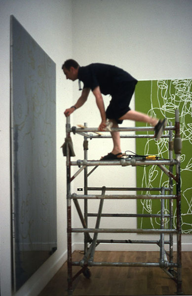 British pavilion: Gary Hume installing his exhibition in 1999