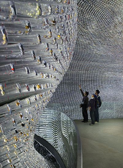 Heatherwick: The interior of the Seed Cathedral with visitors
