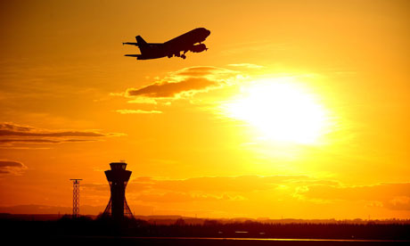 A plane taking off from Newcastle airport