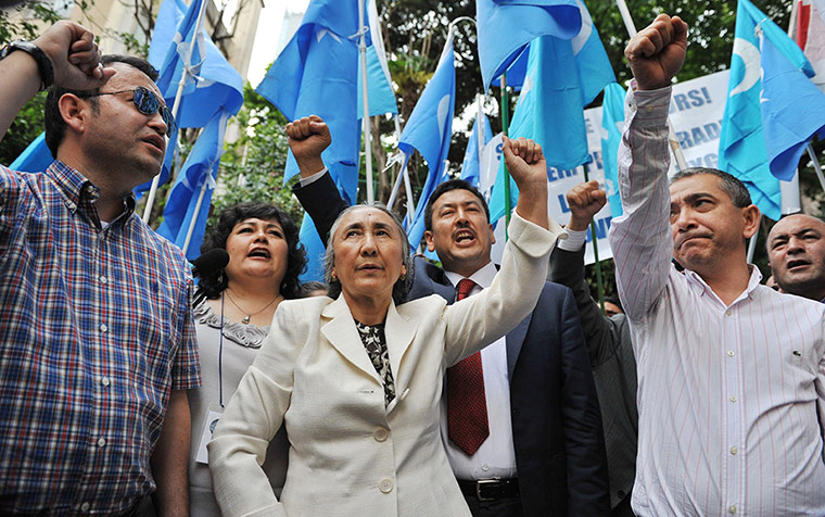 Picture desk live: Exiled Uighur leader Rebiya Kadeer at a rally to protest against China