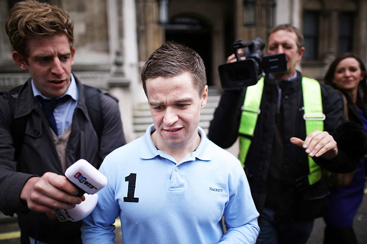 Picture desk live: Sam Hallam is photographed after his conviction for murder was quashed 