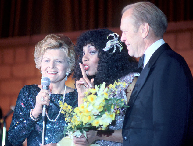 Donna Summer: Summer chats on stage with the President of the United States Gerald Ford