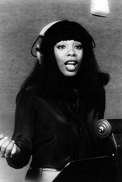 Donna Summer: Summer recording in a studio in 1970