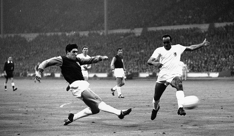 England v Germany: West Ham player Alan Sealey scores in the 1965 Cup Winners' Cup final