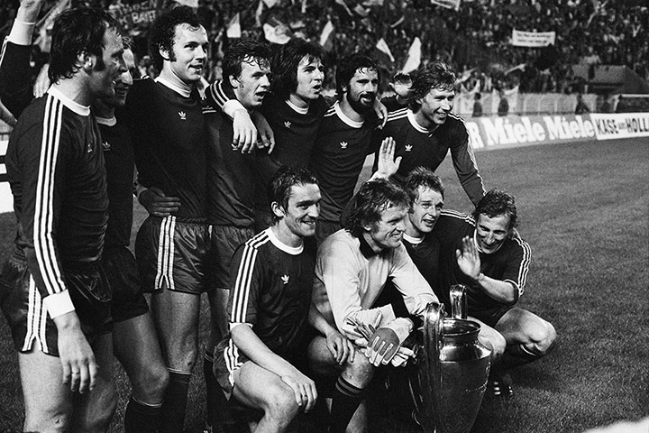 England v Germany: Bayern Munich's players and trophy after winning the UEFA European Cup