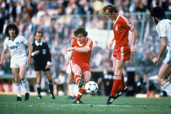 England v Germany: Nottingham Forest's John Robertson scores in the 1980 European Cup Final