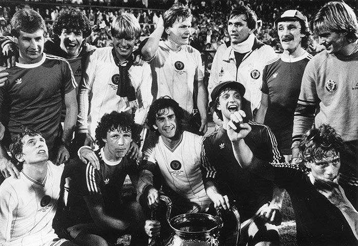 England v Germany: Aston Villa football team with the European Cup