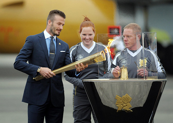 Olympic Torch Relay: Arrival of the Olympic Flame, David Beckham