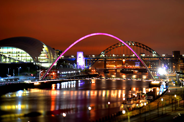 Picture desk live: Newcastle at night photographed with a tilt and shift lens