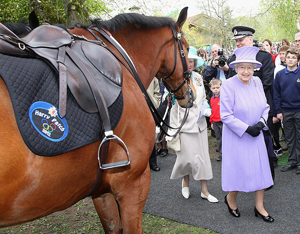 Picture desk live: The Queen meets a police horse in Yeovil on her jubilee tour