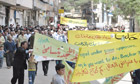 Syrians march against Assad in Zabadani neighbourhood in Damascus