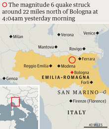 Emilia-Romagna earthquake graphic