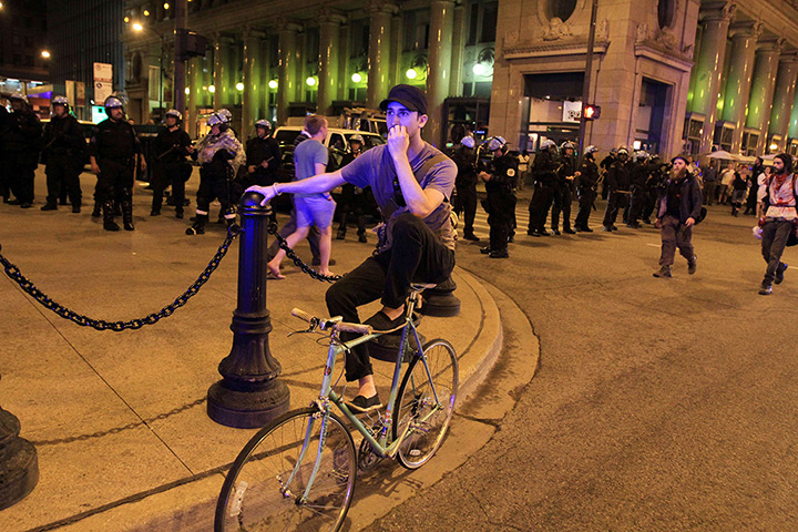 NATO summit protests: Police move in during an anti-NATO protest