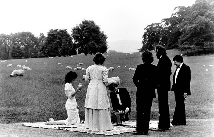 Glyndebourne: Festival goers picnic during the interval, 1982
