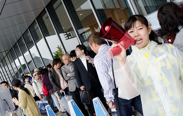 Tokyo Skytree tower opens: Visitors queue to go up to the Tokyo Skytree Observation Deck