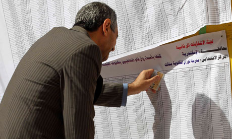 A man at a polling station in Alexandria. 