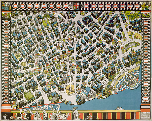 Mind the Map: Poster; Theatreland map, by MacDonald Gill, 1915