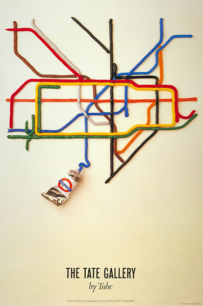 Mind the Map: Poster; The Tate Gallery by tube, by David Booth