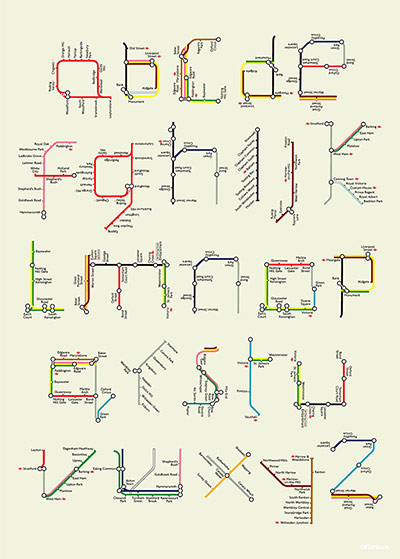 Mind the Map: Artwork; A-Z Tube map poster, by Tim Fishlock